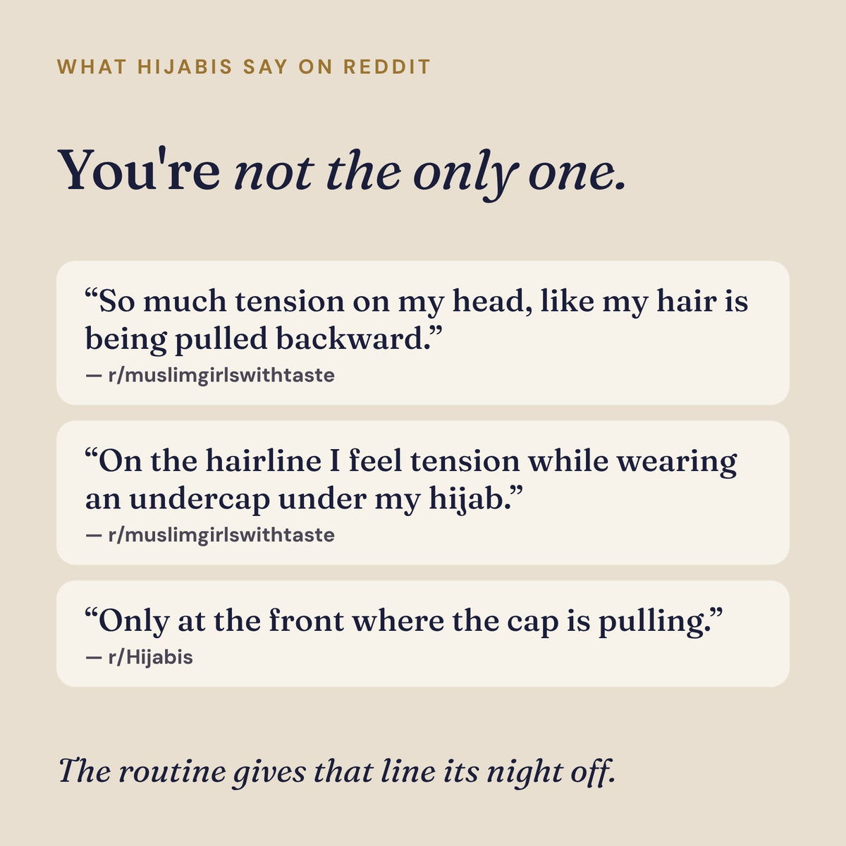 What hijabis say on Reddit about the undercap pulling at the front